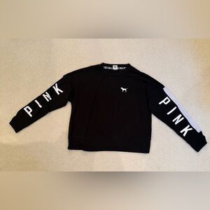 Victoria Secrets PINK Black & White Long Sleeve Sweatshirt 2000s Cold Shoudler